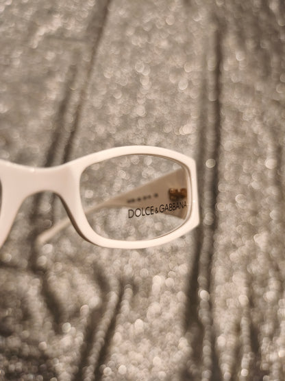 Dolce & Gabbana White Eyeglass Frames Vintage 2000s DG 850 Italy Eyeglasses Case