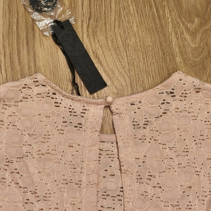 Poof Apparel Pink Floral Lace Mini Dress Womens Large Sleeveless NWT