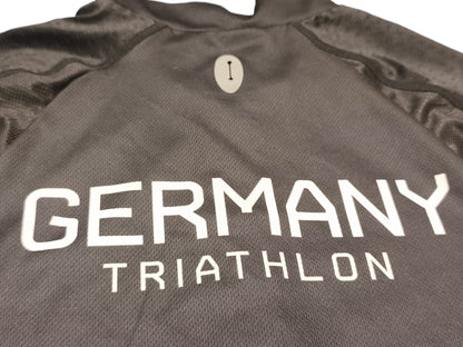 2XU Germany Triathlon Cycling Jersey Men's 2XL Black Short Sleeve Bike Top DTU