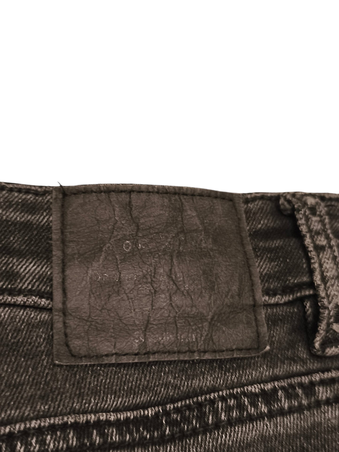 Stradivarius Mom Slim Jeans Black Charcoal Wash High Waist Split Hem Size 6 38 1