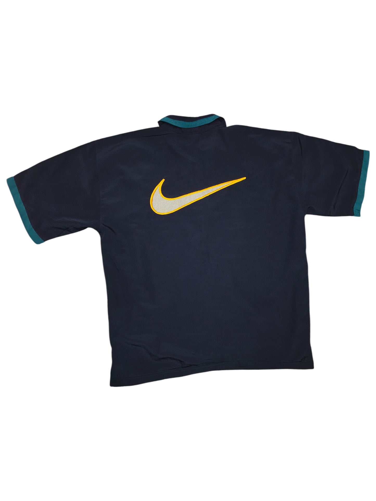 Vintage Nike Premier 1/4 Zip Pullover Shirt 90s Spellout Big Swoosh Navy XXXL