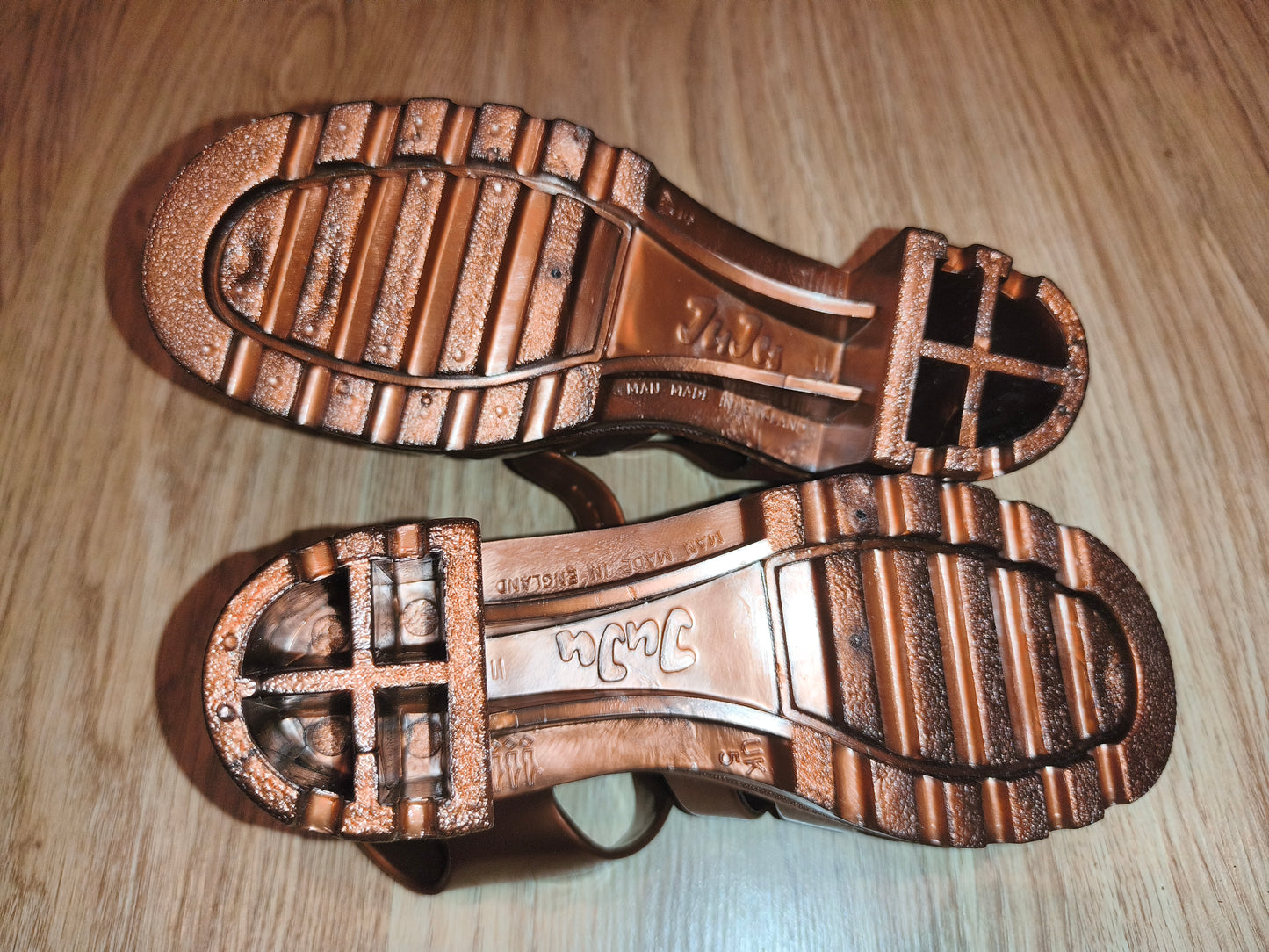 JuJu Original Maxi Heeled Jelly Sandals Bronze Metallic | UK 5 EU 38 US 7 | New