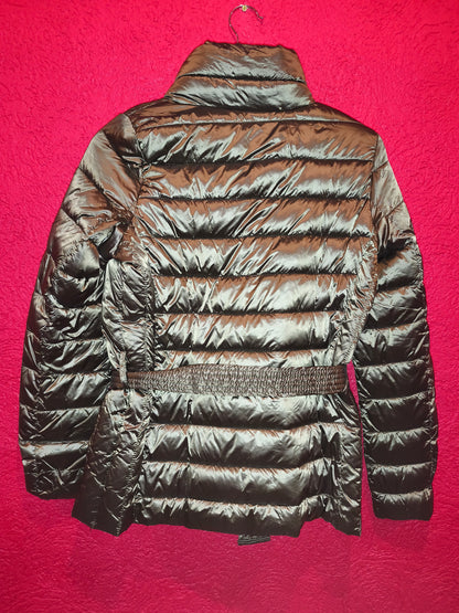 Esmara Metallic Olive Green Belted Lightweight Puffer Jacket | NWT S 36/38 (Minor Wear)