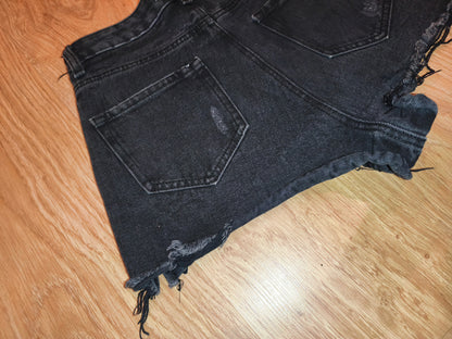 Denim Co. Women’s Black Distressed Denim Shorts – Raw Hem, Size 42 (EU)