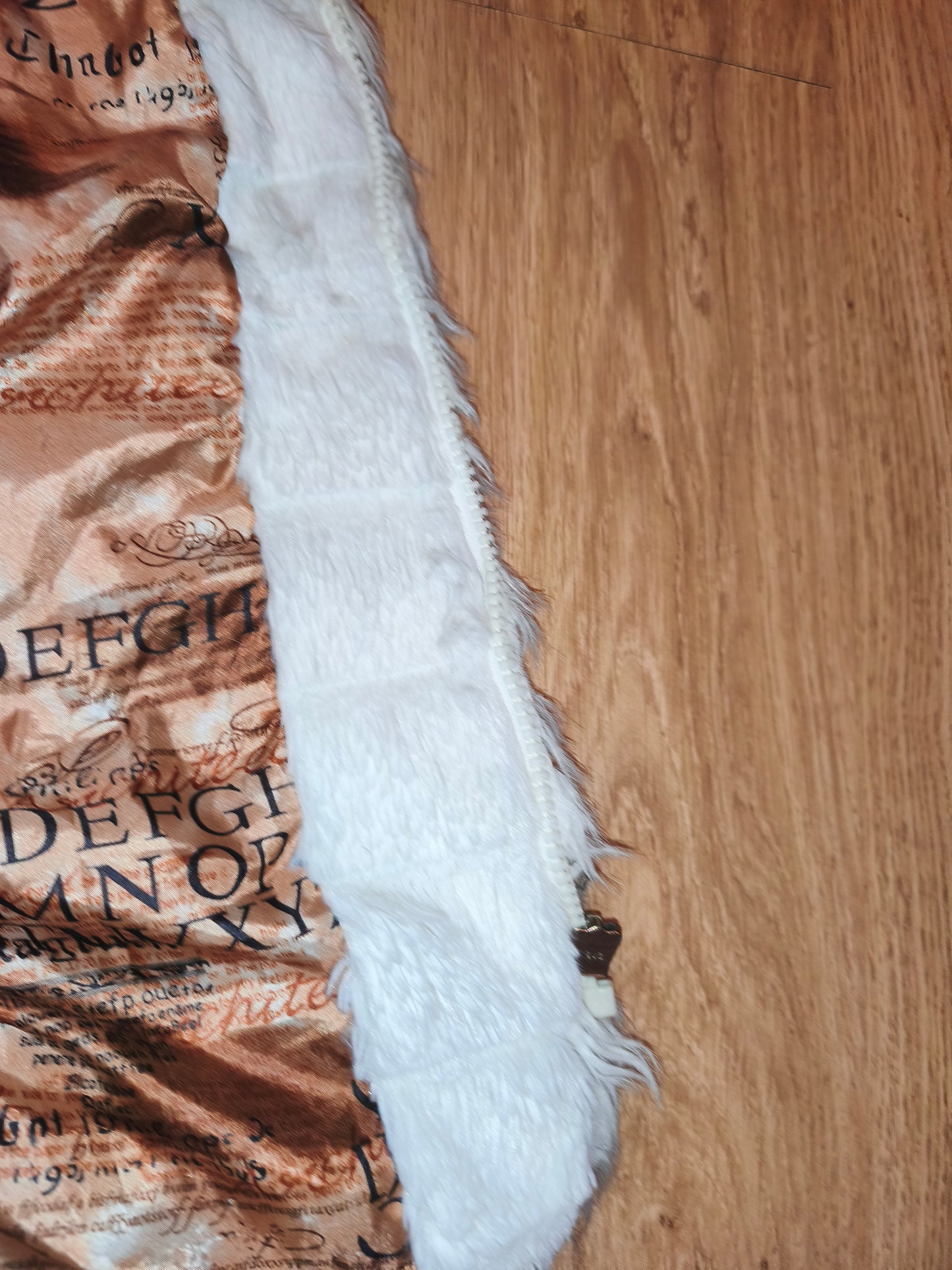 Vintage Fellymoon Tiered Faux Fur Hooded Vest - Alphabet Satin Lining (Size XXL)