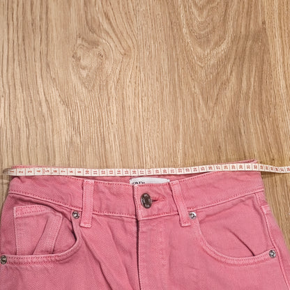 ZARA Pink High Waist Wide Leg Raw Hem Jeans Size EUR 34 US 02 MEX 24