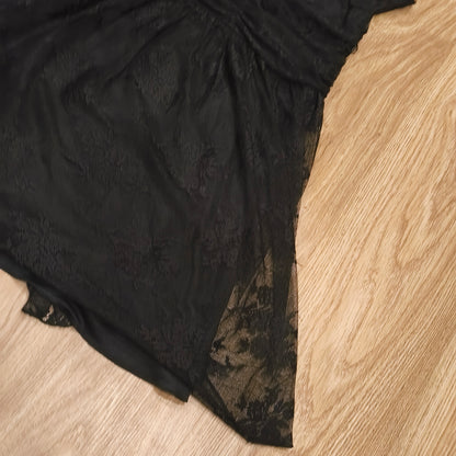 Laura Scott Black Lace Mini Dress V-Neck Lined Ruched Bodycon Party UK 12 D 38