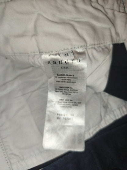 Sandro Paris Men's Navy Blue Chino Pants Size 44 Cotton Blend Button Fly Slim