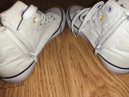 Women's/Teens White High-Top Canvas Sneakers with Side Zippers – EUR 37 (UK 4)