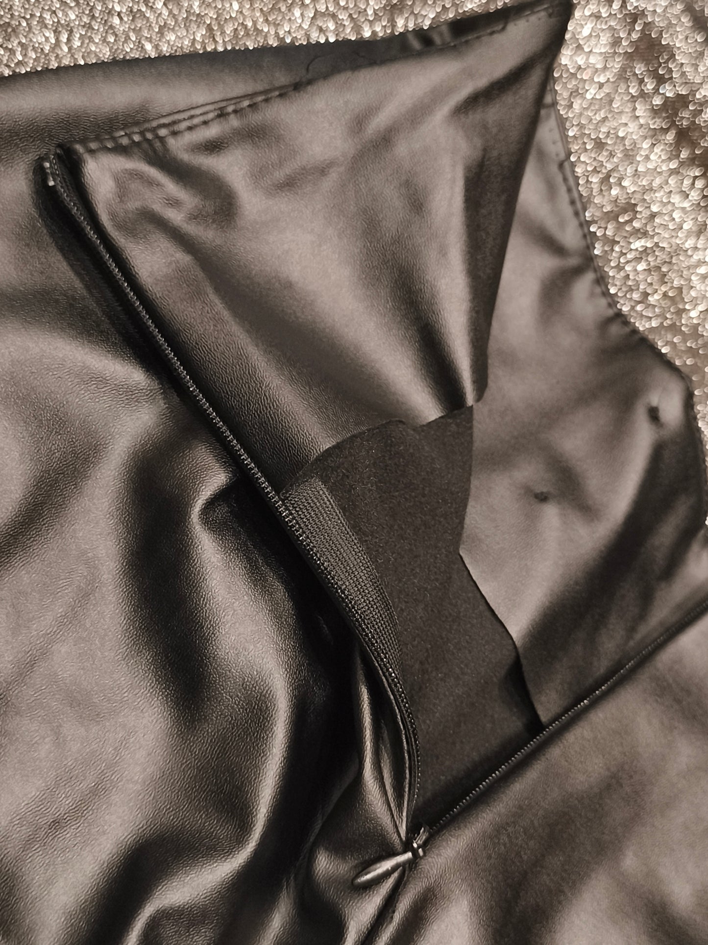 Made in Italy Black Faux Leather High Waisted Sailor Pants Gold Buttons Size M