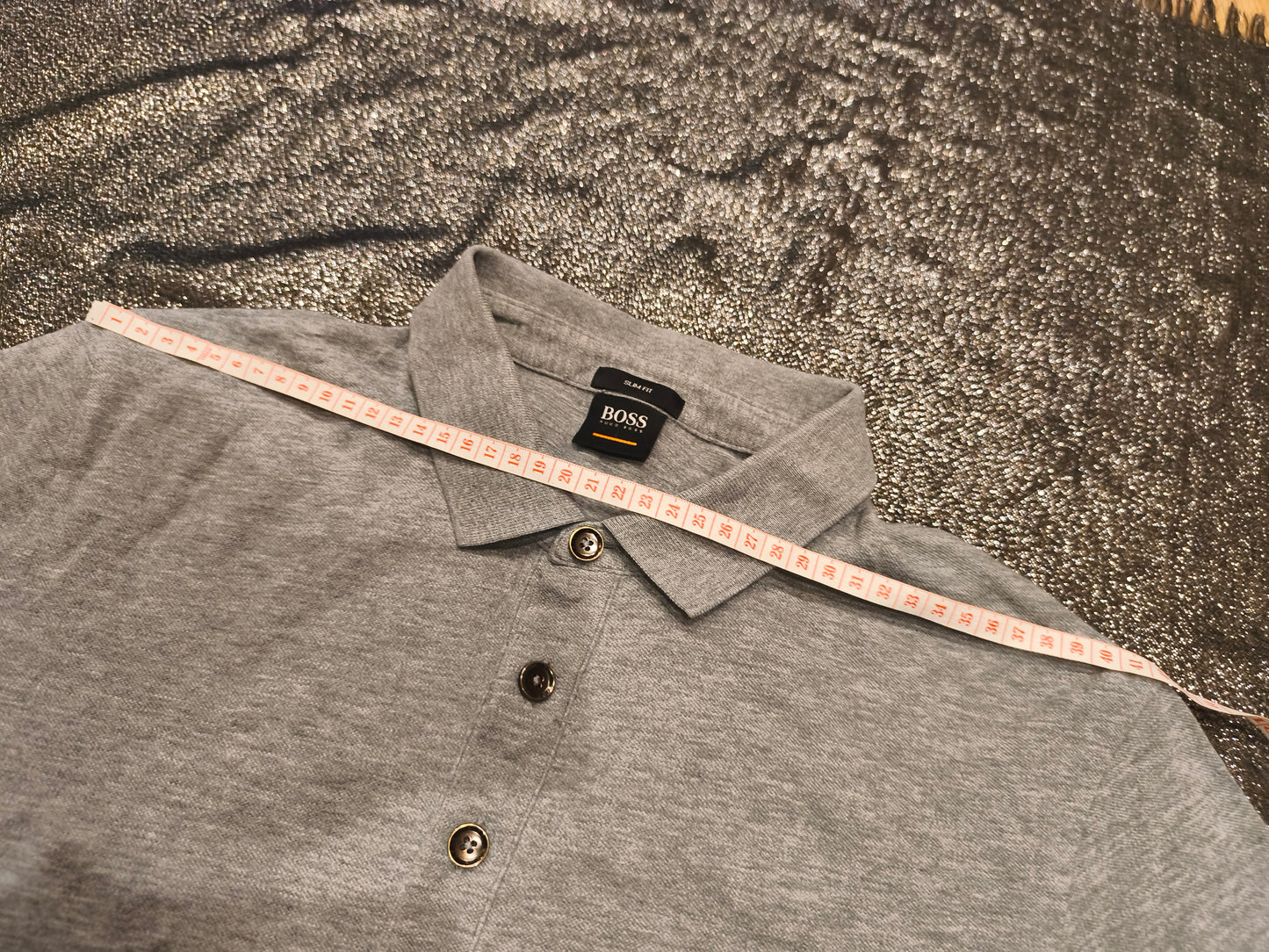 HUGO BOSS Men's Slim Fit Polo Shirt Grey Short Sleeve Cotton Piqué Size M Medium