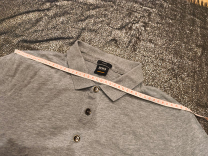 HUGO BOSS Men's Slim Fit Polo Shirt Grey Short Sleeve Cotton Piqué Size M Medium