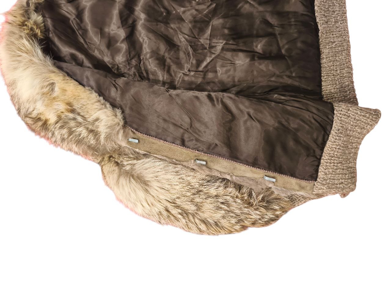 Real Fox Fur Knit Cardigan Jacket Women’s Size L – Genuine Fur Panels