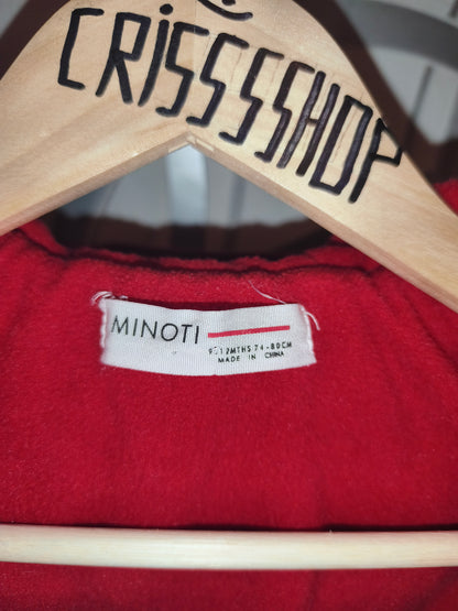 Minoti Baby Boys Red Hooded Puffer Jacket – Size 9-12 Months / 74-80 cm