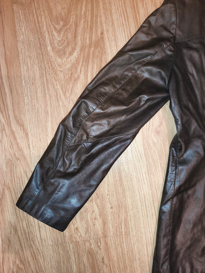 Vintage Fredrikson Jyväskylä Genuine Leather Jacket – Dark Brown – EU Size 36