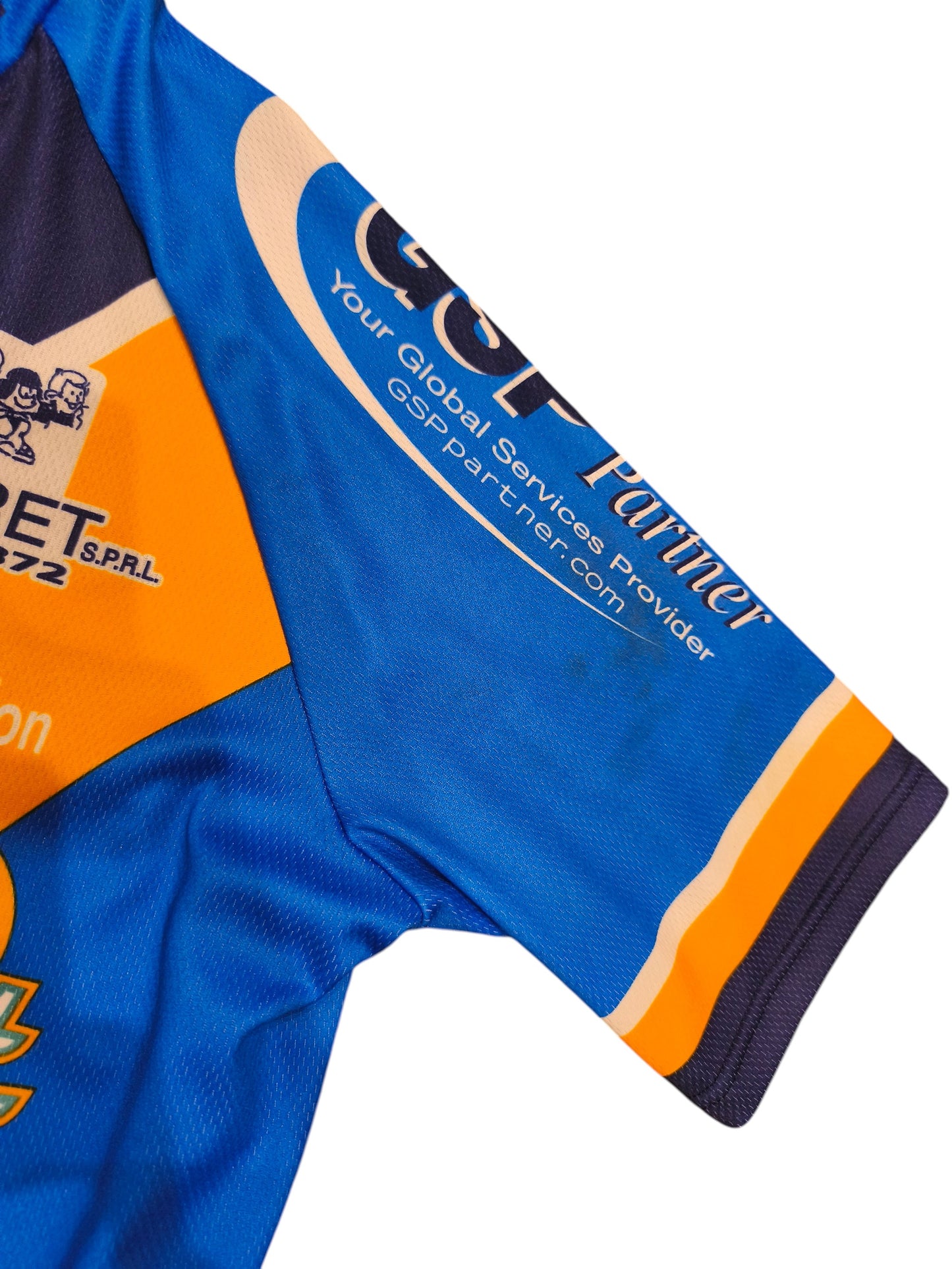 Vintage Team Sport & Sante Cycling Jersey ServiMat Belgium Blue Short Sleeve