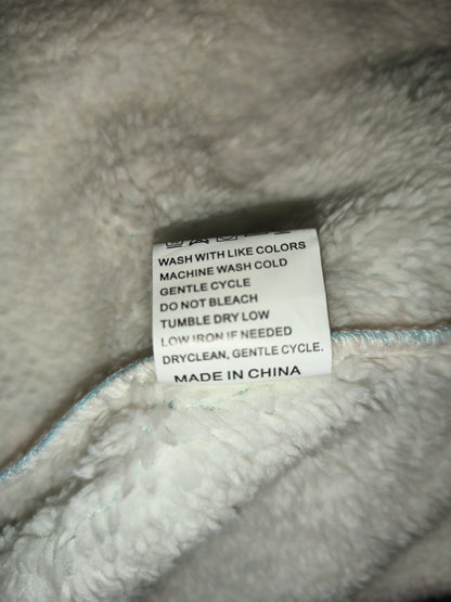 Pastel Light Blue Sherpa Fleece Lined Button Coat Jacket | Women's Size 5XL