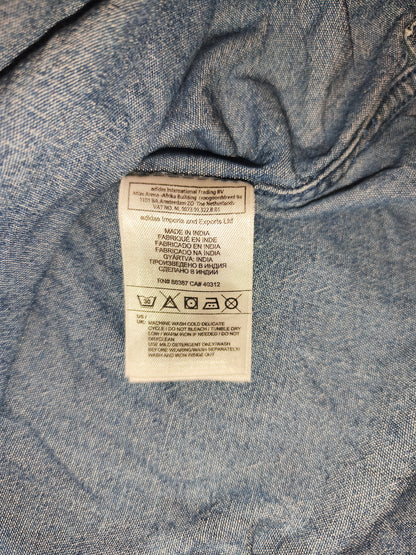 Adidas Originals Denim Chambray Shirt Men's 50 Medium Bomber Collar Zip Back