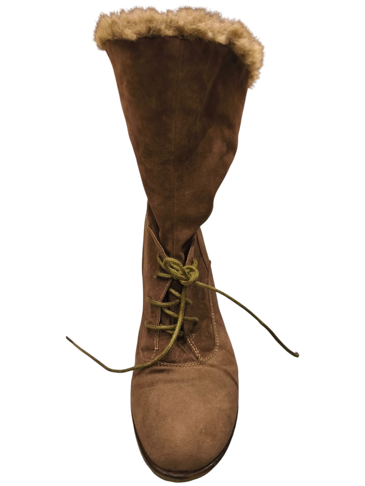 Claudia Ghizzani Women’s Wedge Ankle Boots – Faux Fur Trim Lace-Up – 41