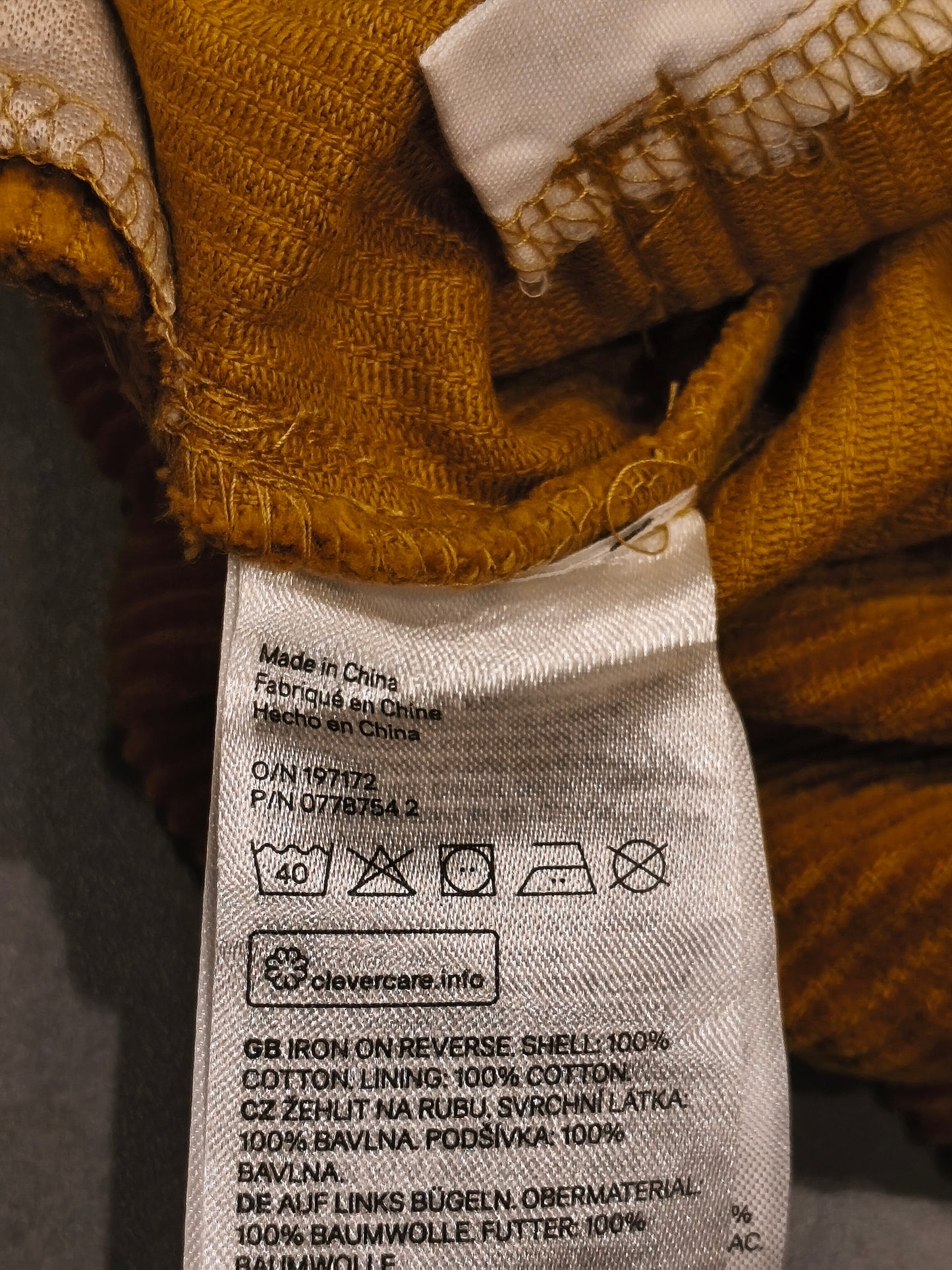 H&M Mustard Yellow Corduroy Overalls Dungarees | Organic Cotton Size 2-3Y / 98cm