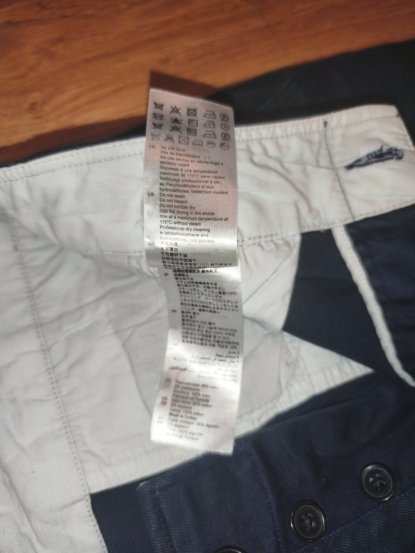 Sandro Paris Men's Navy Blue Chino Pants Size 44 Cotton Blend Button Fly Slim