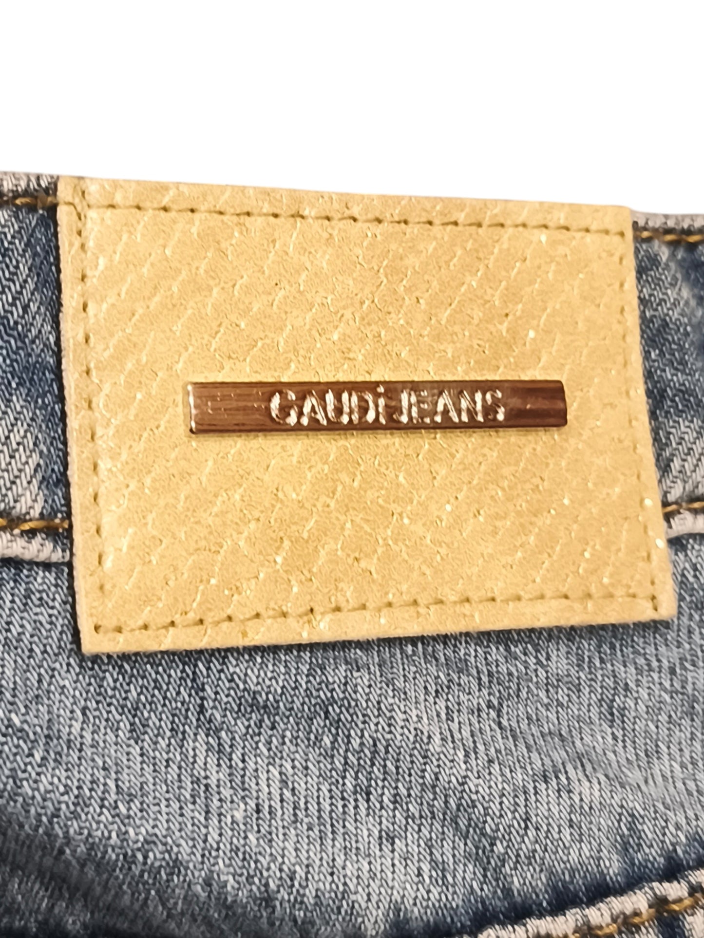 Gaudi Jeans Women's Sz 27 Blue Embellished Rhinestone Cuff Girlfriend Denim Jean