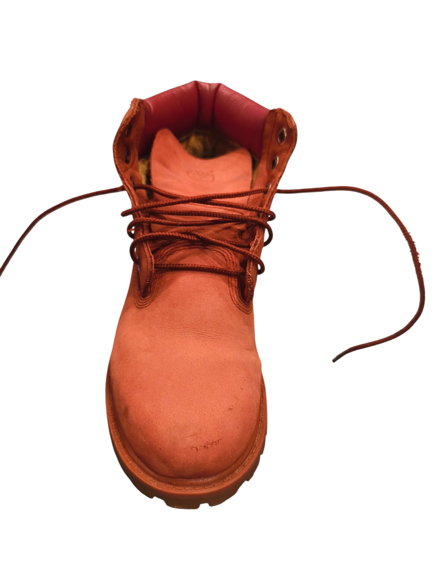 Timberland 6" Premium Waterproof Boots Red Nubuck Youth Size 2 US A14TE Kids