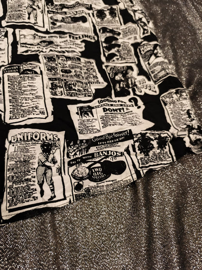 Empyre Men’s L Button Up Shirt Vintage Ad Newsprint Graphic Streetwear