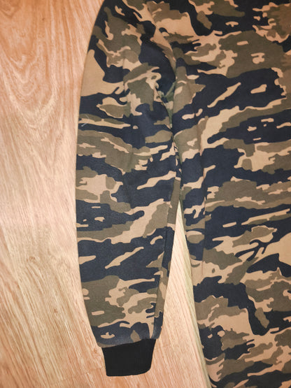 Ellesse Maroo Camo Longline Hoodie – Tiger Camouflage – Unisex Fits M (Tagged Women's S / UK 8)