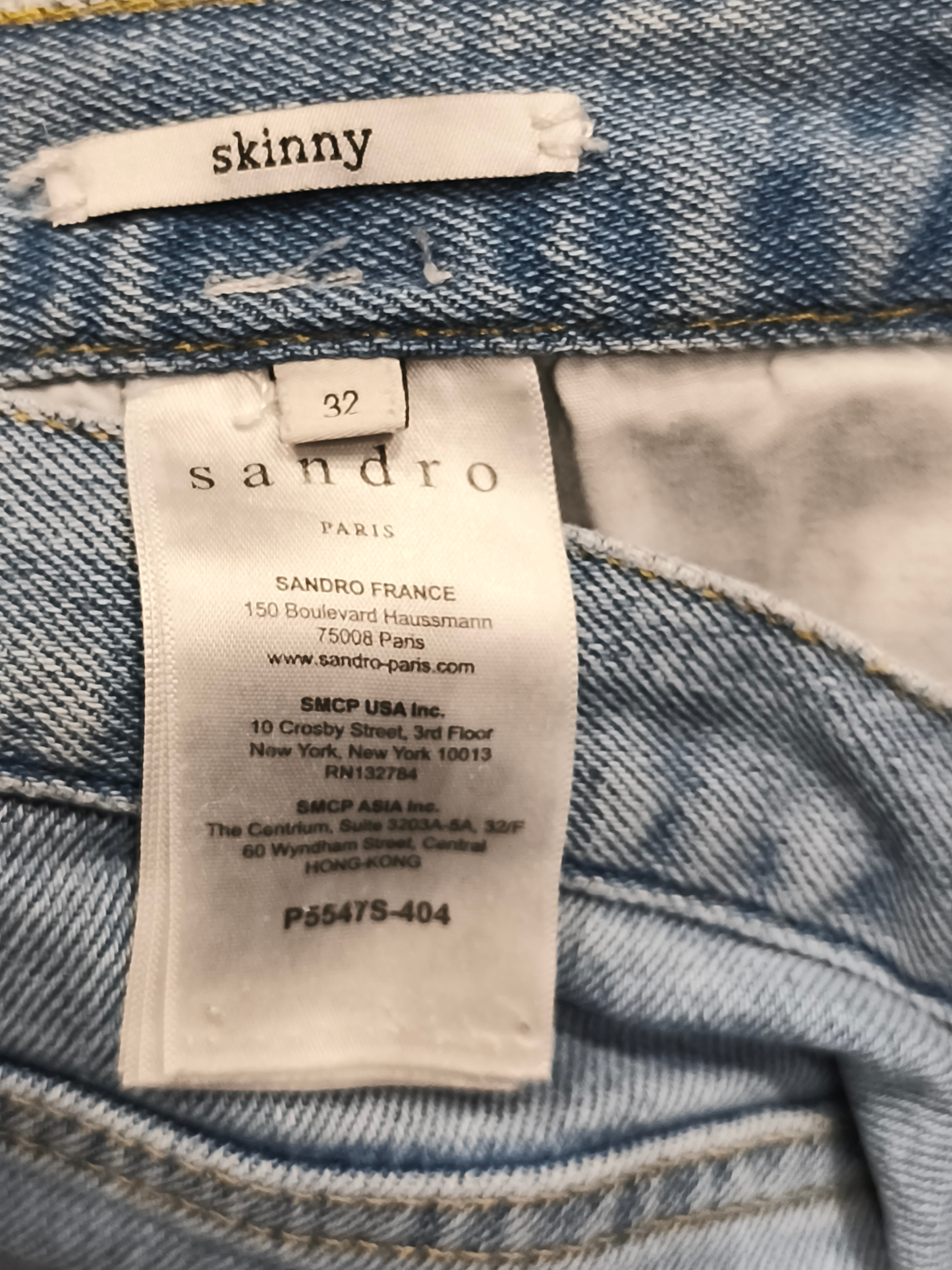 Sandro Paris Men’s Skinny Light Wash Denim Jeans Size 32 - Style P5547S-404