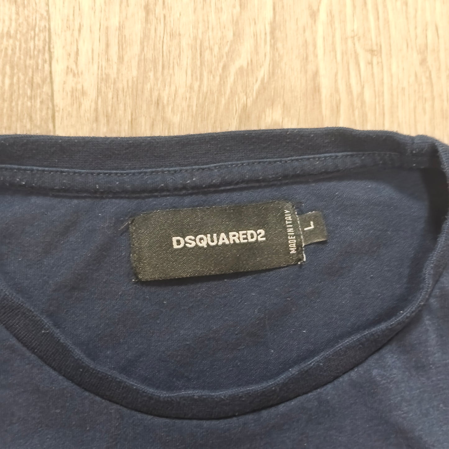 Dsquared2 Mens T-Shirt Size L Navy Blue Maple Leaf Graphic Print Short Sleeve