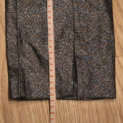 ZARA WOMAN Metallic Silver Sparkle Front Zip Ankle Pants Trousers Women Size M