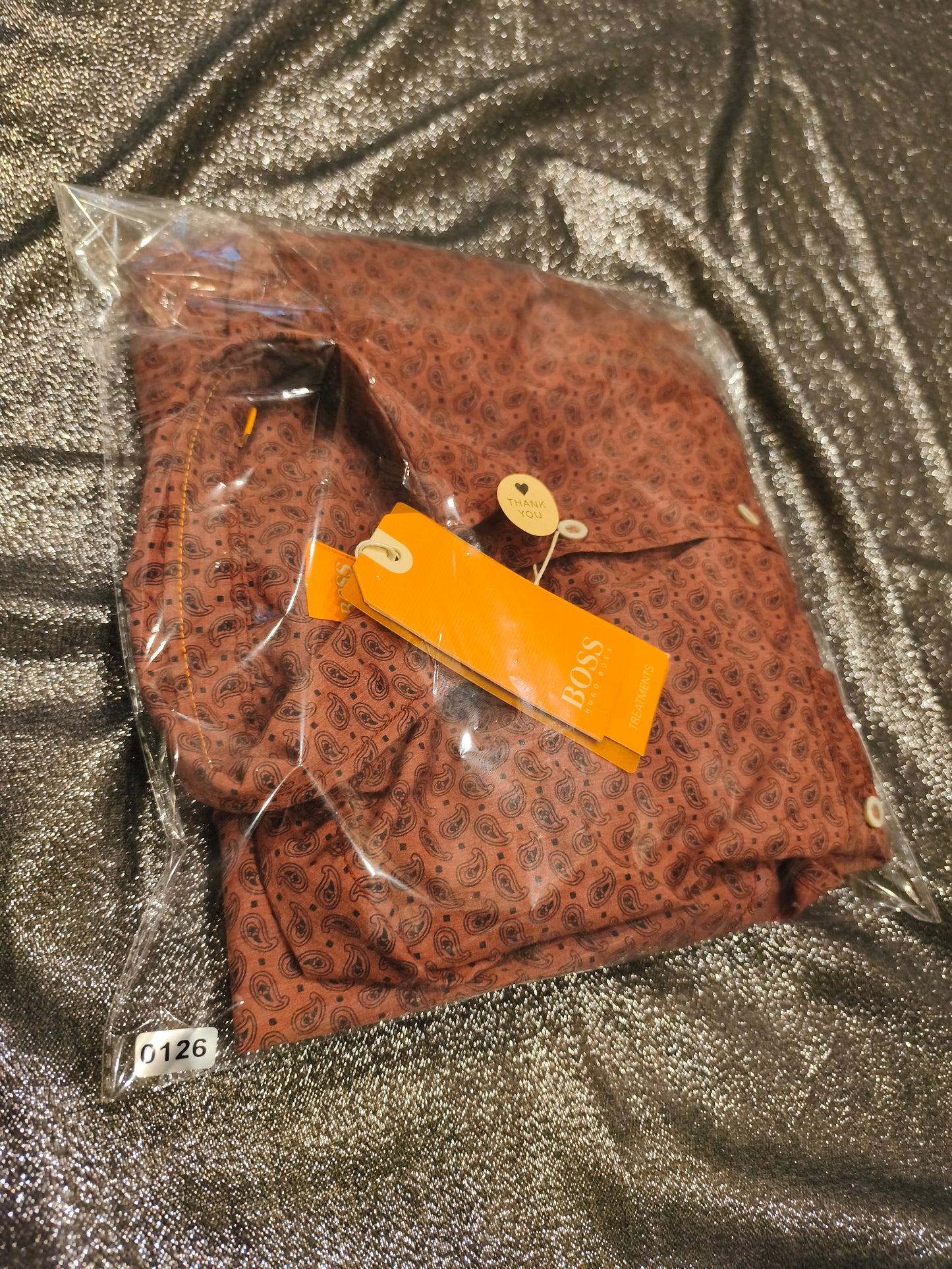 HUGO BOSS Orange Paisley Shirt Men’s M Rust Copper NWT 2001 Archive Vintage Style