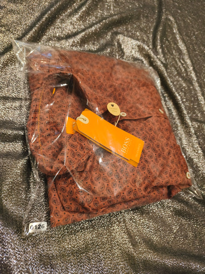 HUGO BOSS Orange Paisley Shirt Men’s M Rust Copper NWT 2001 Archive Vintage Style
