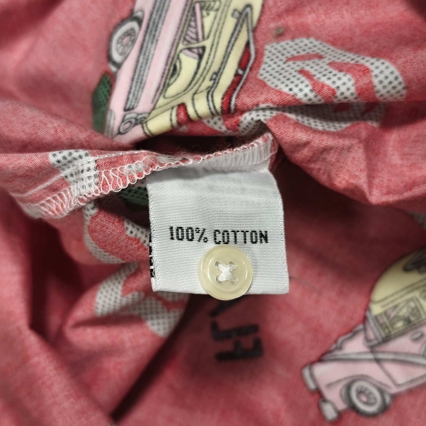 Vintage Casuals Flash Cadillac Car Print Shirt Size M Red SS Patch Personalized
