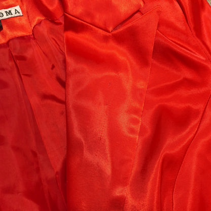 STAROMA Women Red Satin Blazer Jacket Size 42 Single Breasted Evening Party
