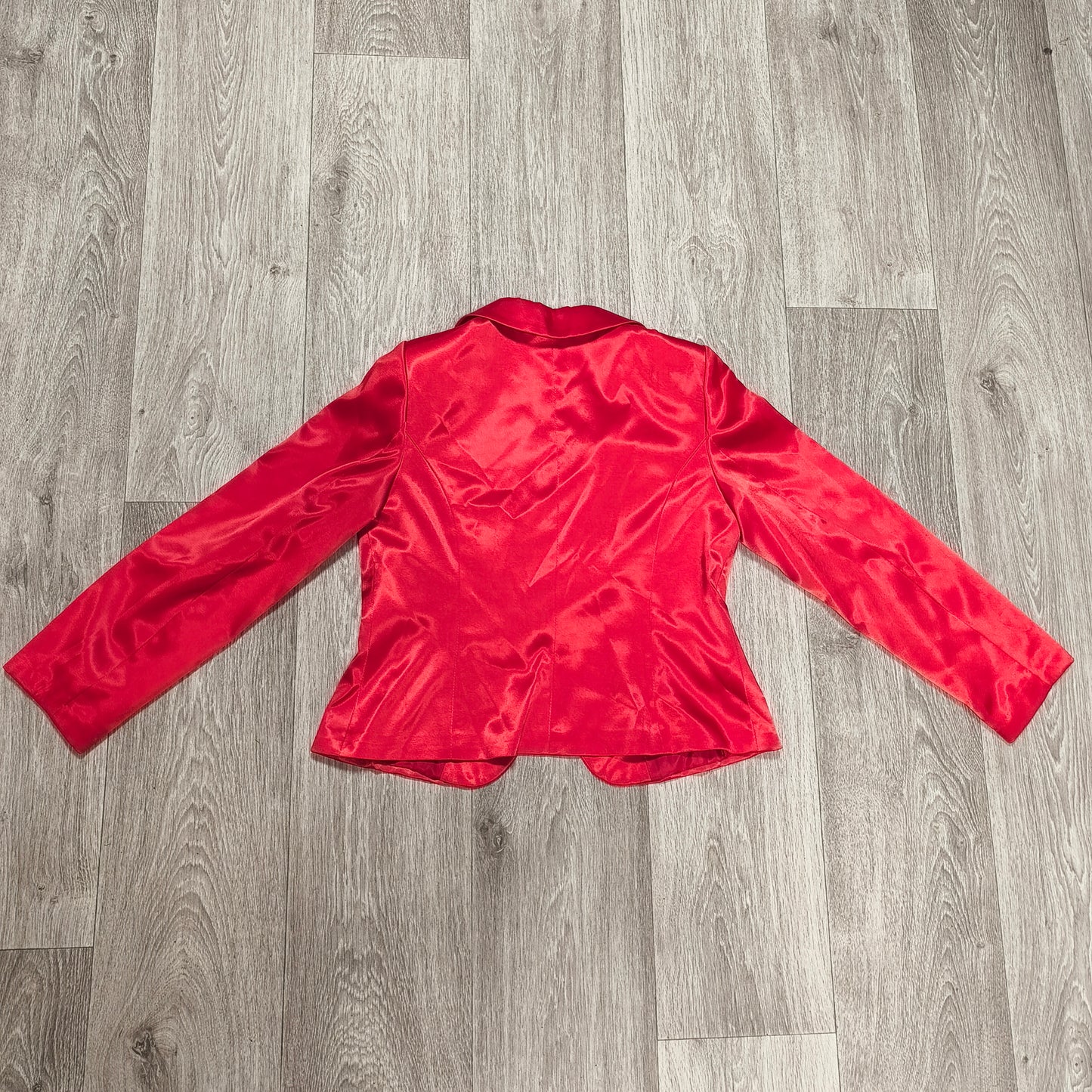 STAROMA Women Red Satin Blazer Jacket Size 42 Single Breasted Evening Party