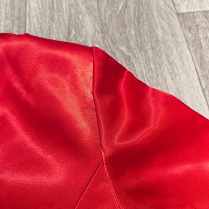 STAROMA Women Red Satin Blazer Jacket Size 42 Single Breasted Evening Party