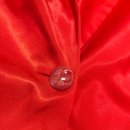 STAROMA Women Red Satin Blazer Jacket Size 42 Single Breasted Evening Party