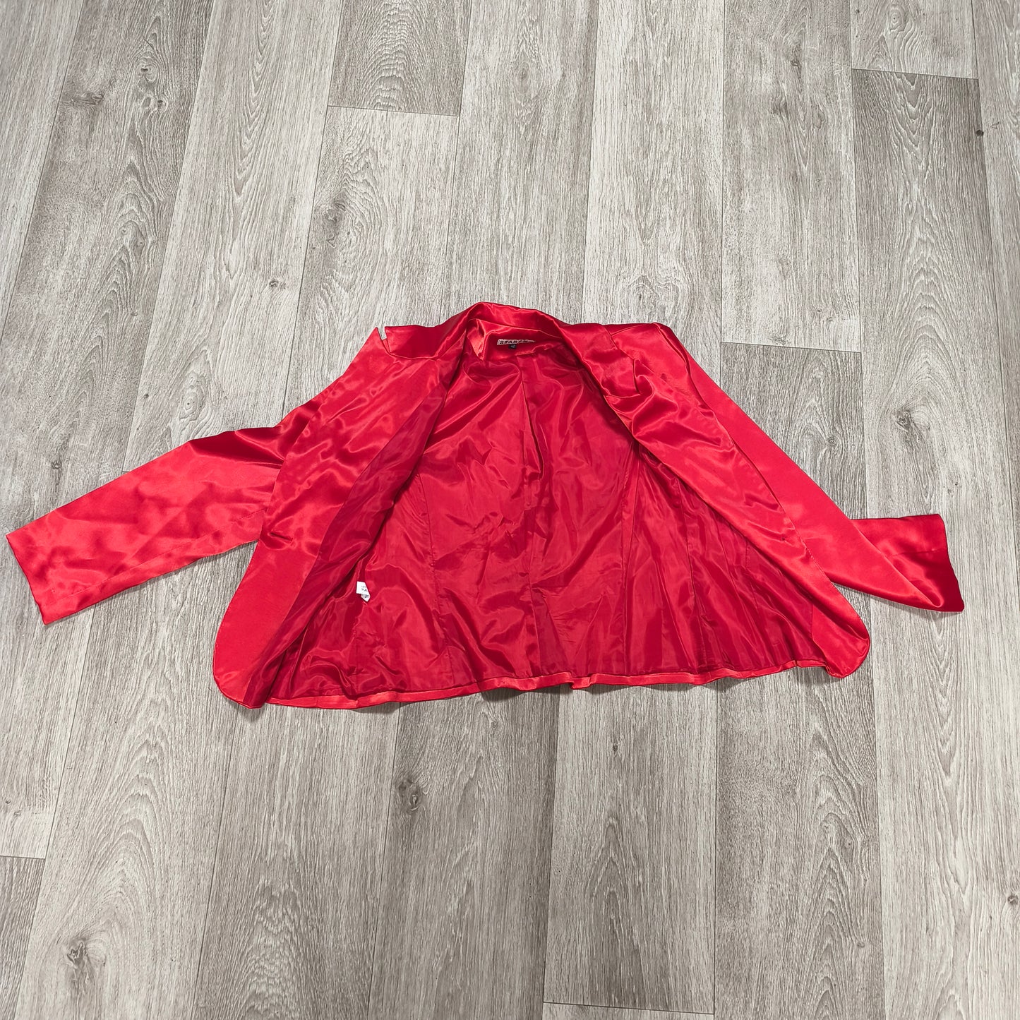 STAROMA Women Red Satin Blazer Jacket Size 42 Single Breasted Evening Party