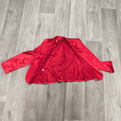 STAROMA Women Red Satin Blazer Jacket Size 42 Single Breasted Evening Party