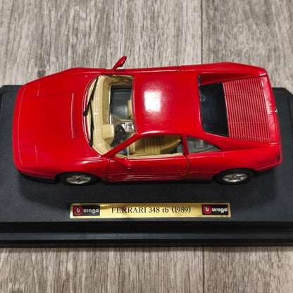 Bburago Ferrari 348 tb 1989 Red Diecast Model Car with Display Stand Base