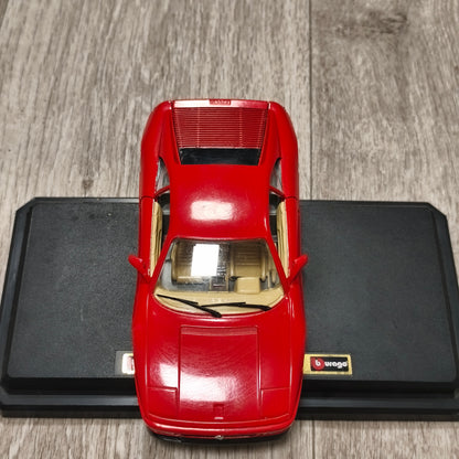 Bburago Ferrari 348 tb 1989 Red Diecast Model Car with Display Stand Base