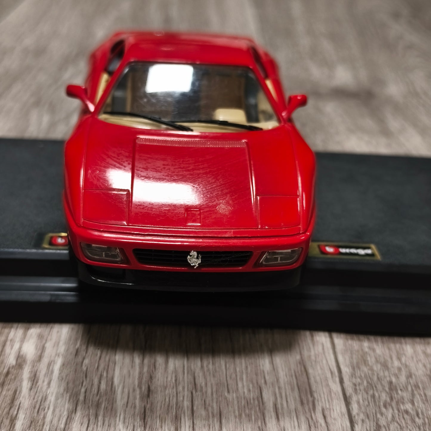 Bburago Ferrari 348 tb 1989 Red Diecast Model Car with Display Stand Base