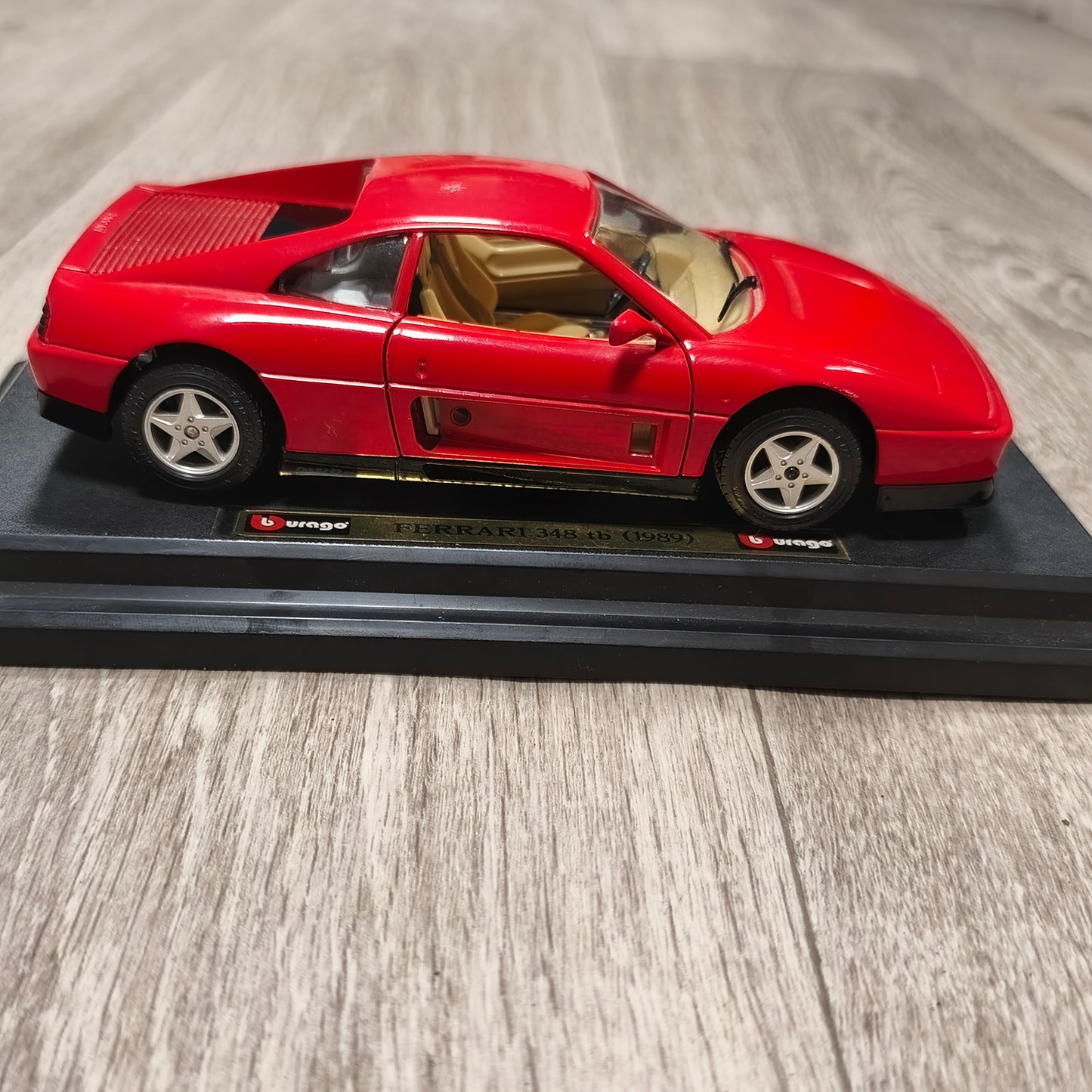 Bburago Ferrari 348 tb 1989 Red Diecast Model Car with Display Stand Base