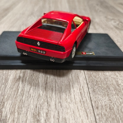 Bburago Ferrari 348 tb 1989 Red Diecast Model Car with Display Stand Base