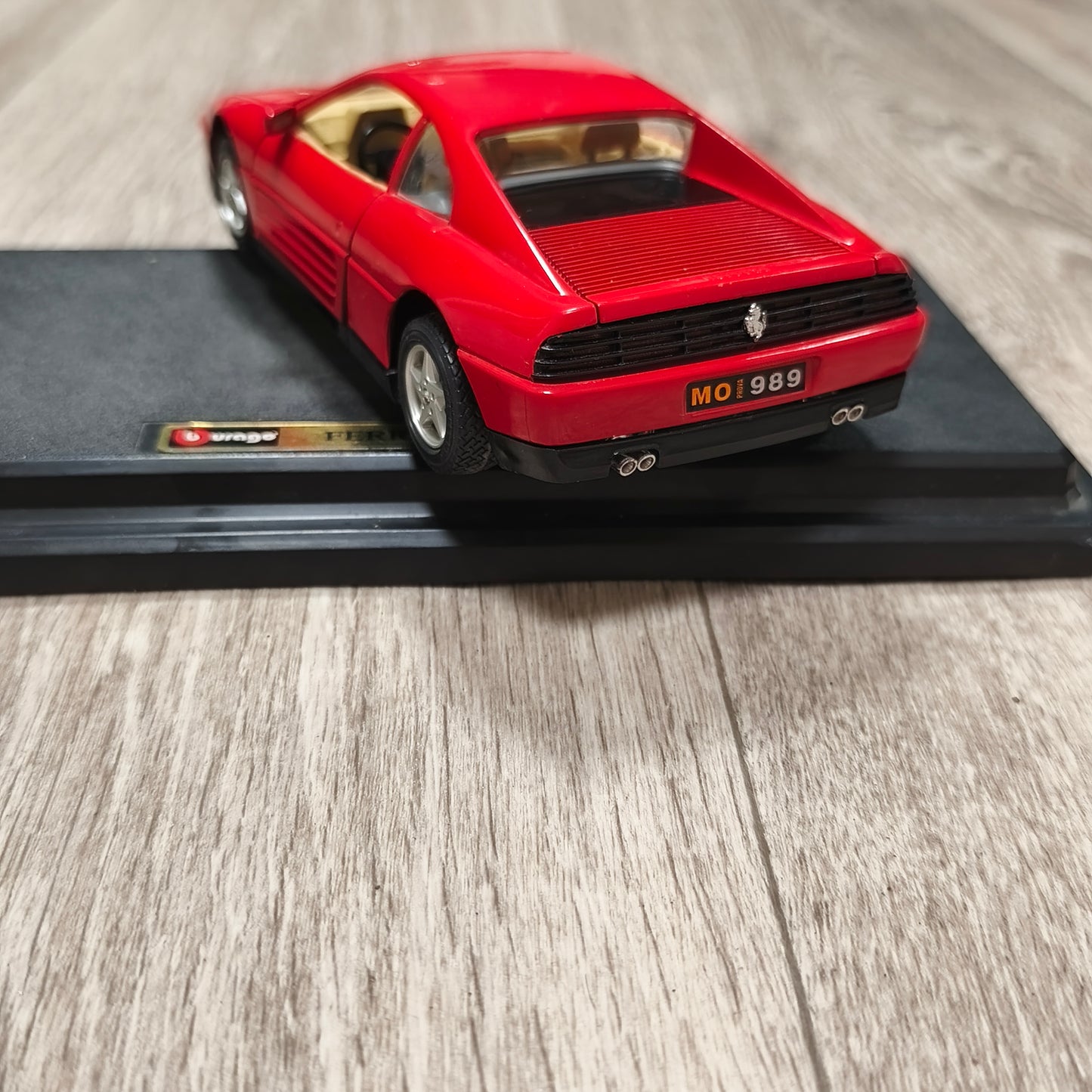 Bburago Ferrari 348 tb 1989 Red Diecast Model Car with Display Stand Base