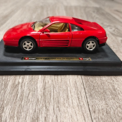 Bburago Ferrari 348 tb 1989 Red Diecast Model Car with Display Stand Base