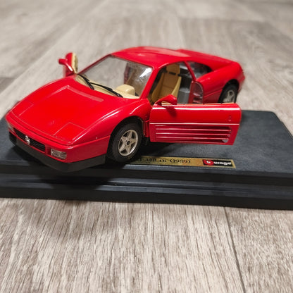 Bburago Ferrari 348 tb 1989 Red Diecast Model Car with Display Stand Base
