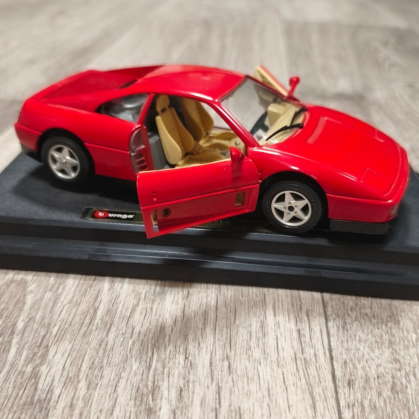 Bburago Ferrari 348 tb 1989 Red Diecast Model Car with Display Stand Base